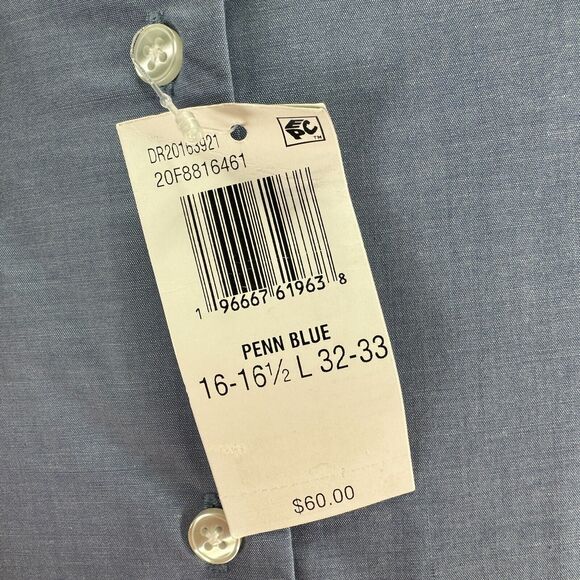 Van Heusen Mens Regular Fit Stain Shield Dress Shirt Penn Blue L 16-16.5 32/33 - Picture 3 of 3